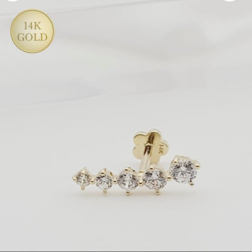 18 gauge 14k solid gold and cz climber